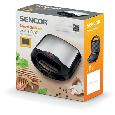 Sencor SSM 4420SS inox-fekete grill/panini - szendvicssütő