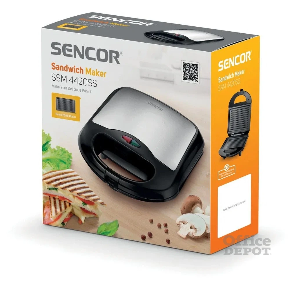 Sencor SSM 4420SS inox-fekete grill/panini - szendvicssütő