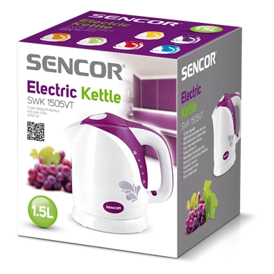 Sencor SWK 1505VT 1,5L-es fehér-lila vízforraló Sencor SWK 1505VT 1,5L-es fehér-lila vízforraló