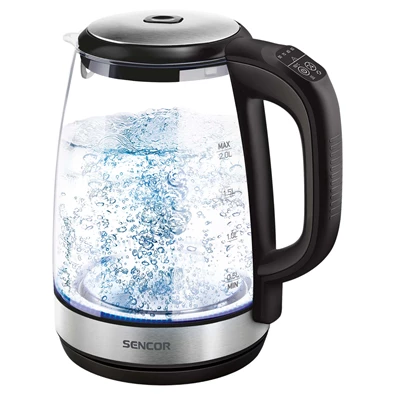 Sencor SWK 2090BK 2L-es inox-fekete üveg vízforraló Sencor SWK 2090BK 2L-es inox-fekete üveg vízforraló