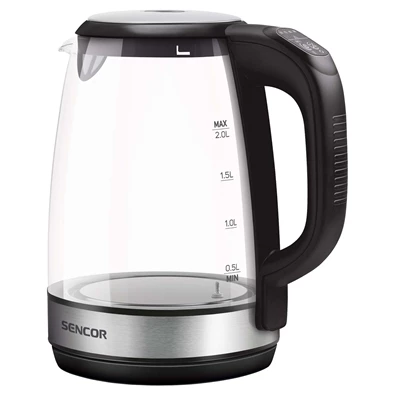 Sencor SWK 2090BK 2L-es inox-fekete üveg vízforraló Sencor SWK 2090BK 2L-es inox-fekete üveg vízforraló