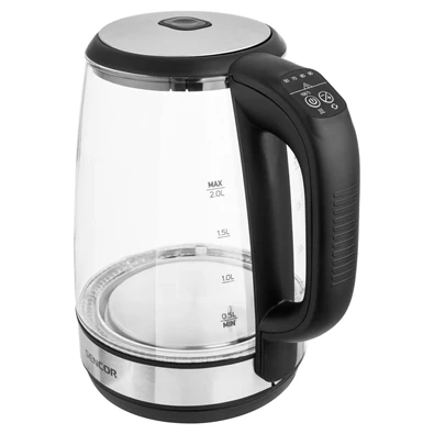 Sencor SWK 2090BK 2L-es inox-fekete üveg vízforraló Sencor SWK 2090BK 2L-es inox-fekete üveg vízforraló