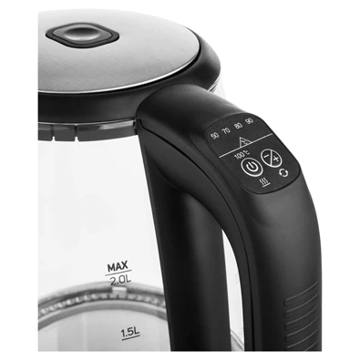 Sencor SWK 2090BK 2L-es inox-fekete üveg vízforraló Sencor SWK 2090BK 2L-es inox-fekete üveg vízforraló