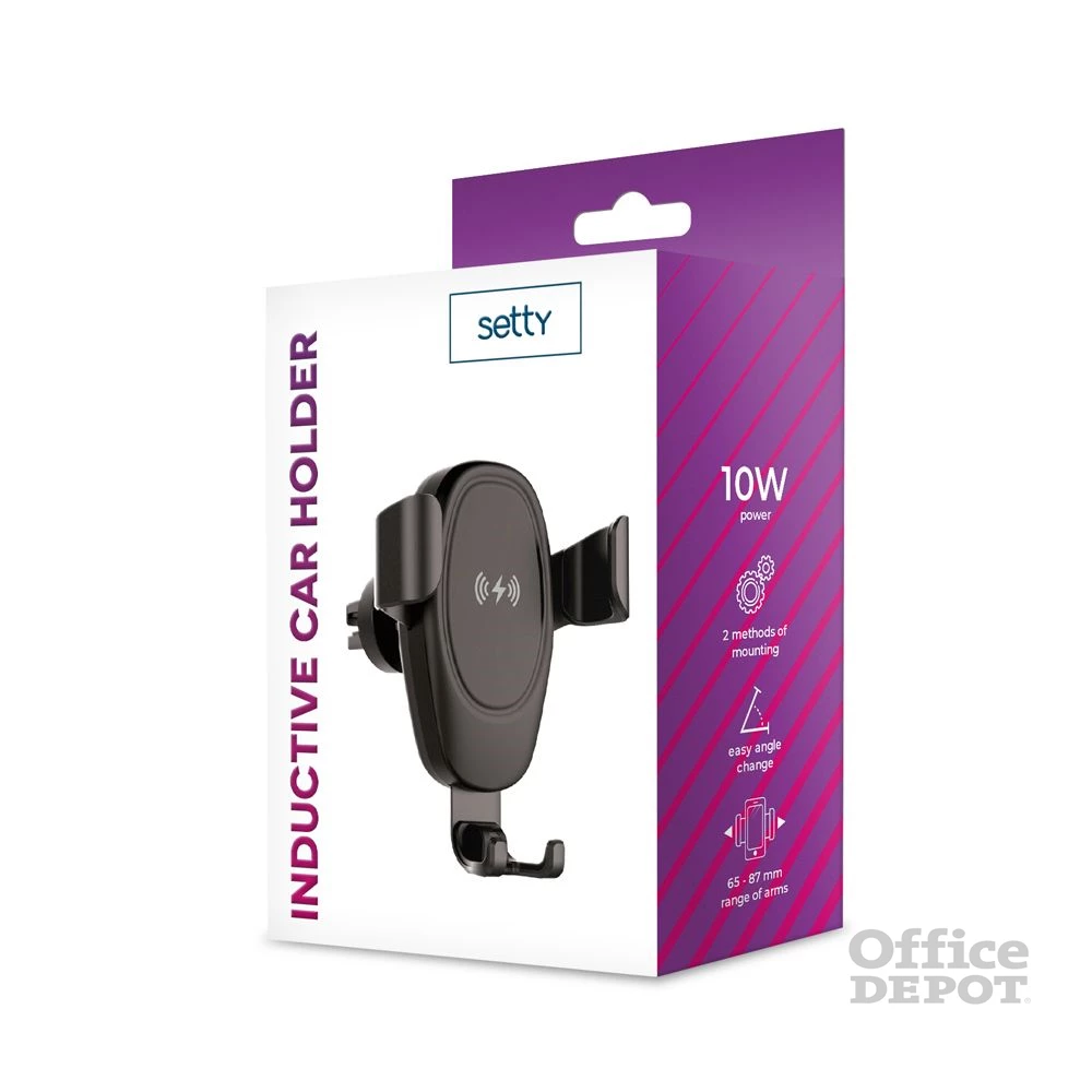 Setty TF-0034 IUS-01 10W univerzális szellőzőrácsba illeszthető vezeték nélküli autós töltő és tartó