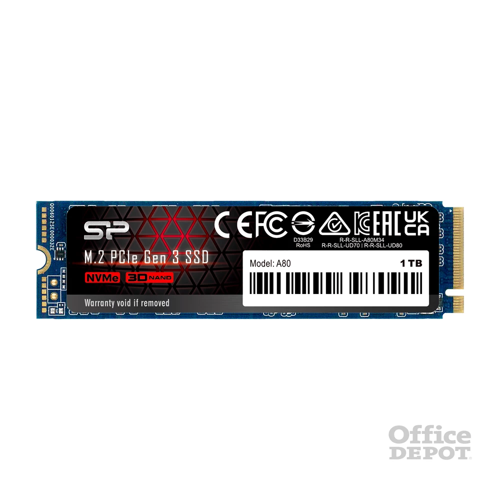 Silicon Power 1TB M.2 2280 PCIe Gen 3x4 NVMe A80 (SP001TBP34A80M28) SSD