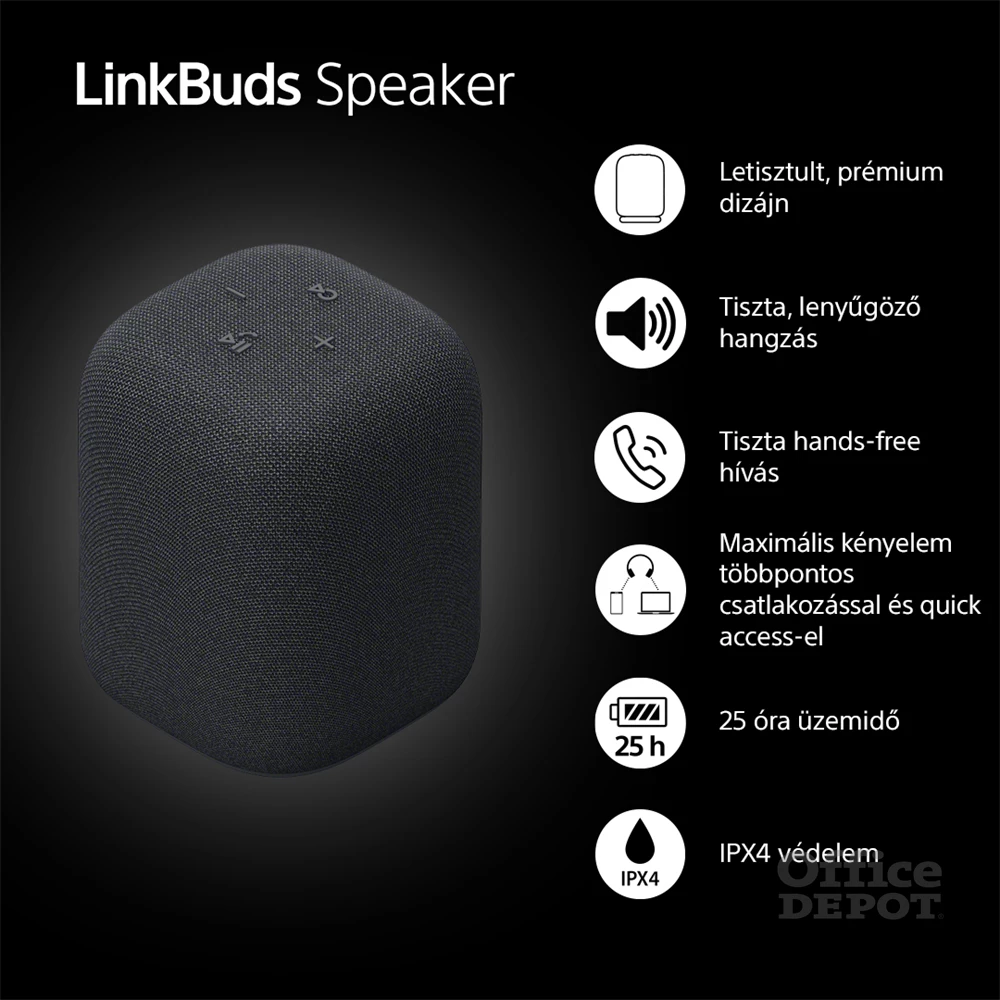 Sony SRS-LS1 LinkBuds fekete hordozható Bluetooth hangszóró