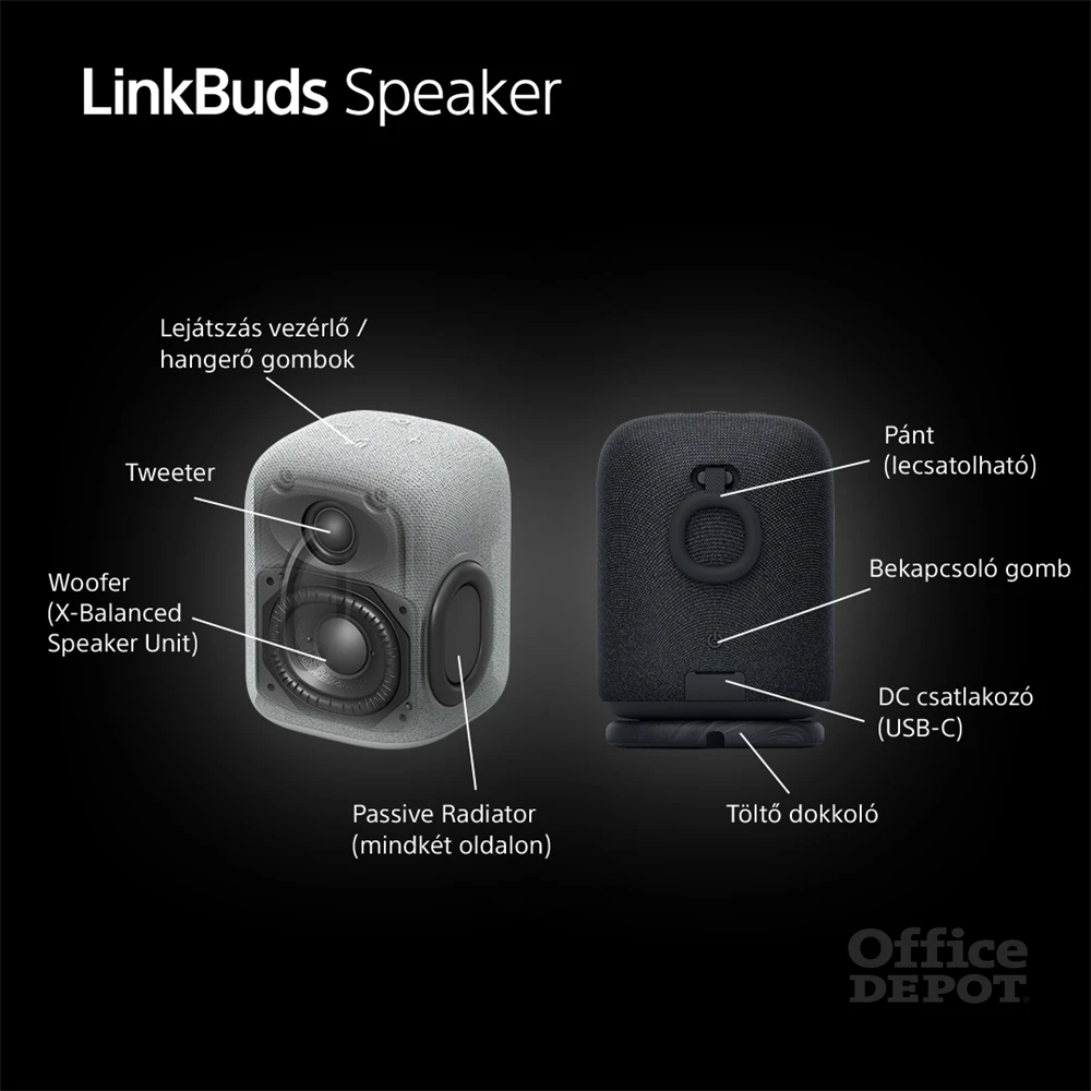Sony SRS-LS1 LinkBuds fekete hordozható Bluetooth hangszóró