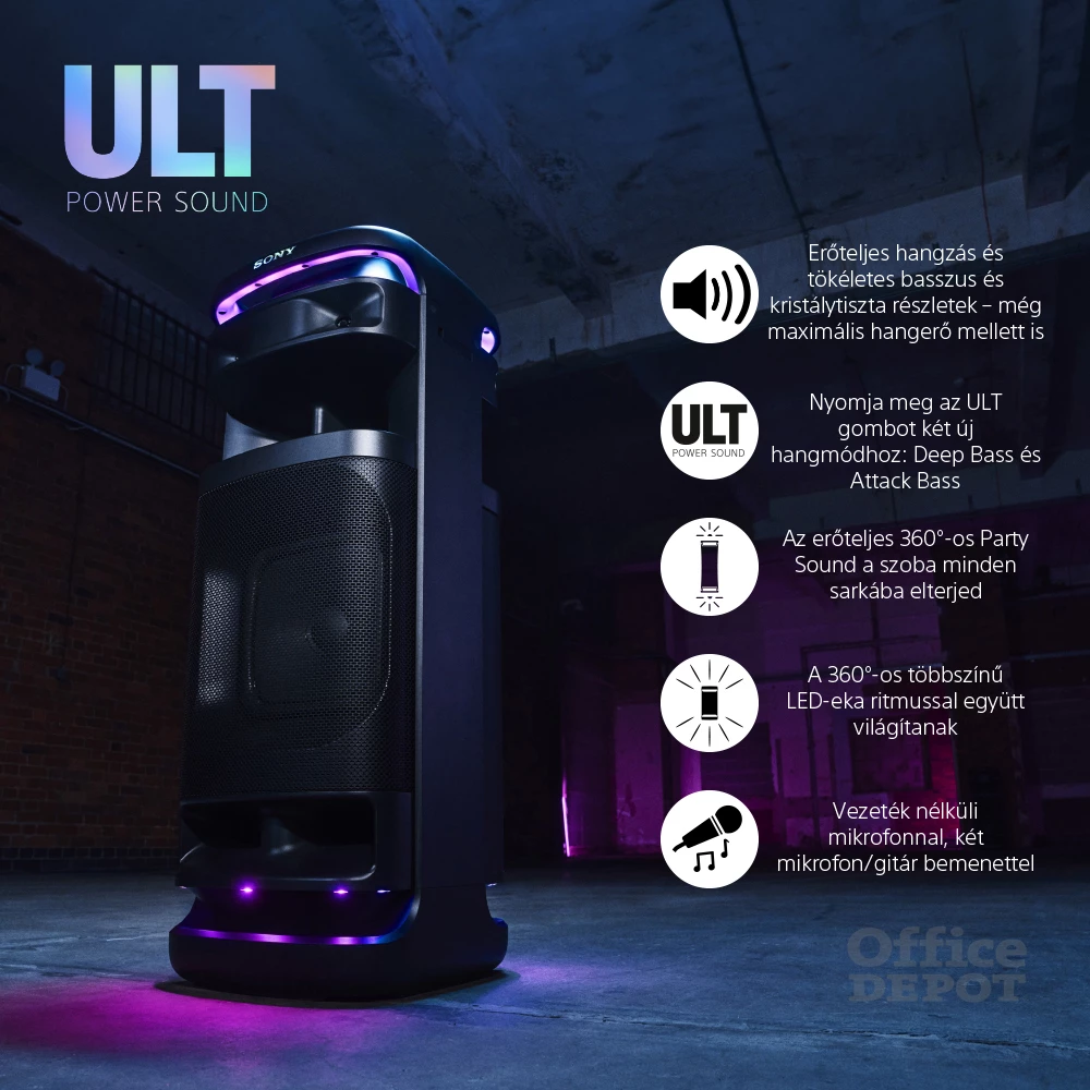 Sony SRSULT1000.CEL ULT TOWER 10 Ultimate Bluetooth party hangszóró vezeték nélküli mikrofonnal