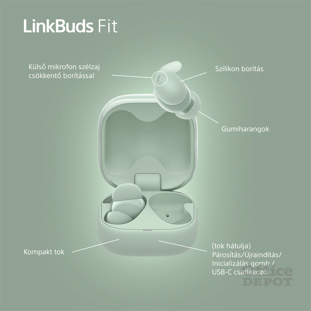 Sony WF-LS910N Linkbuds Fit zajszürős True Wireless Bluetooth zöld fülhallgató