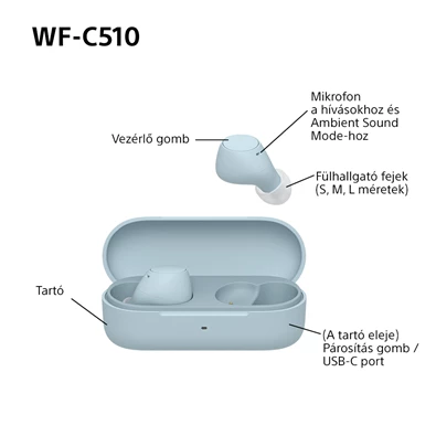 Sony WFC510L.CE7 True Wireless Bluetooth kék fülhallgató Sony WFC510L.CE7 True Wireless Bluetooth kék fülhallgató