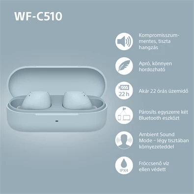 Sony WFC510L.CE7 True Wireless Bluetooth kék fülhallgató Sony WFC510L.CE7 True Wireless Bluetooth kék fülhallgató
