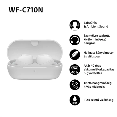 Sony WFC710 True Wireless Bluetooth zajszűrős fehér fülhallgató