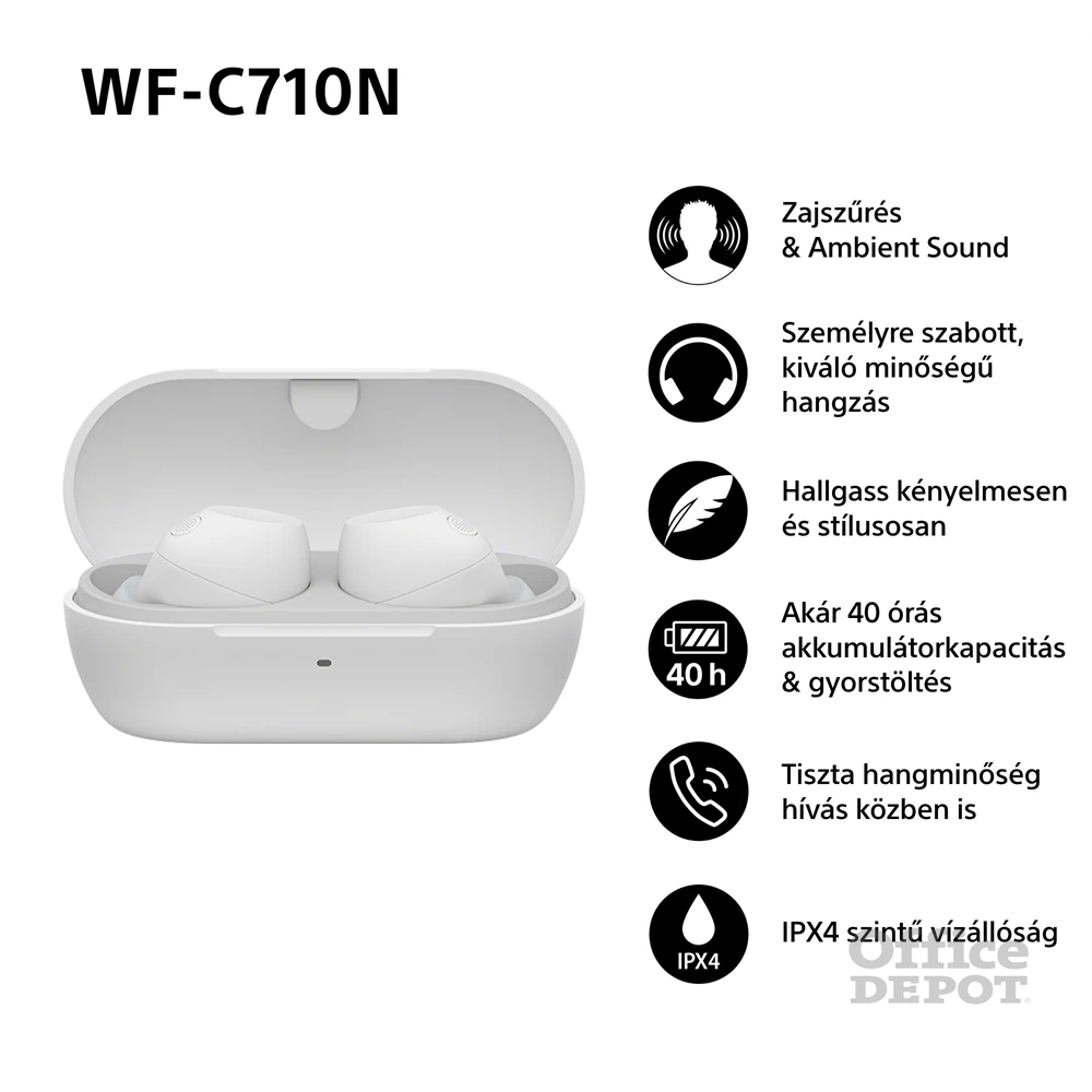 Sony WFC710 True Wireless Bluetooth zajszűrős fehér fülhallgató
