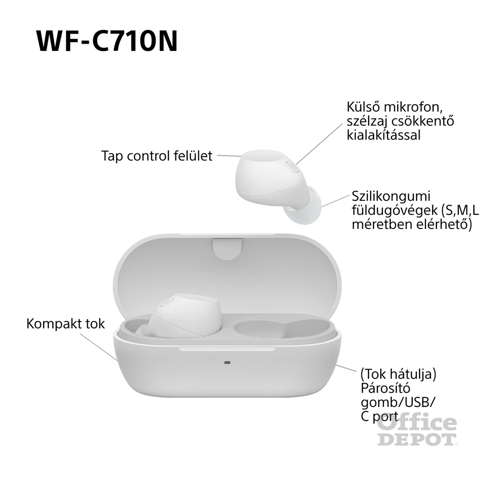 Sony WFC710 True Wireless Bluetooth zajszűrős fehér fülhallgató