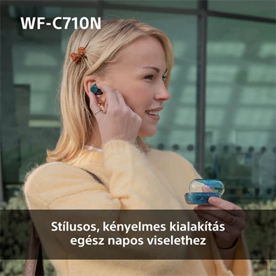 Sony WFC710 True Wireless Bluetooth zajszűrős üvegkék fülhallgató Sony WFC710 True Wireless Bluetooth zajszűrős üvegkék fülhallgató