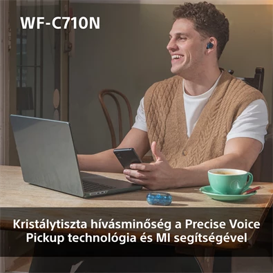 Sony WFC710 True Wireless Bluetooth zajszűrős üvegkék fülhallgató Sony WFC710 True Wireless Bluetooth zajszűrős üvegkék fülhallgató