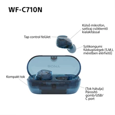 Sony WFC710 True Wireless Bluetooth zajszűrős üvegkék fülhallgató Sony WFC710 True Wireless Bluetooth zajszűrős üvegkék fülhallgató