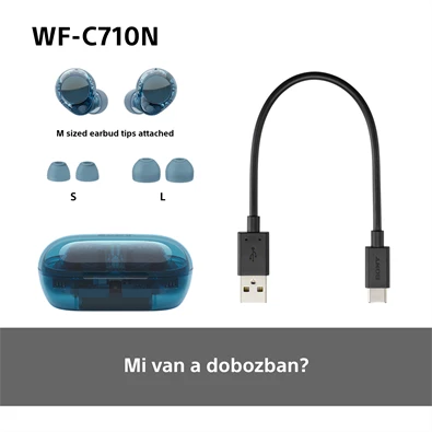 Sony WFC710 True Wireless Bluetooth zajszűrős üvegkék fülhallgató Sony WFC710 True Wireless Bluetooth zajszűrős üvegkék fülhallgató