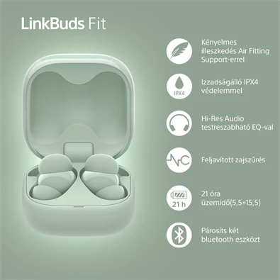 Sony WF-LS910N Linkbuds Fit zajszürős True Wireless Bluetooth zöld fülhallgató Sony WF-LS910N Linkbuds Fit zajszürős True Wireless Bluetooth zöld fülhallgató