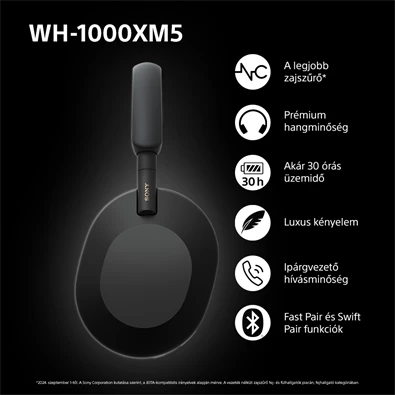 Sony WH-1000XM5 Bluetooth fekete fejhallgató Sony WH-1000XM5 Bluetooth fekete fejhallgató