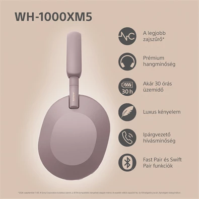 Sony WH-1000XM5 Bluetooth rózsaszín fejhallgató Sony WH-1000XM5 Bluetooth rózsaszín fejhallgató