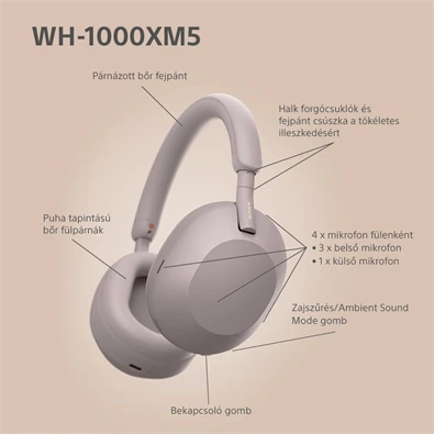 Sony WH-1000XM5 Bluetooth rózsaszín fejhallgató Sony WH-1000XM5 Bluetooth rózsaszín fejhallgató