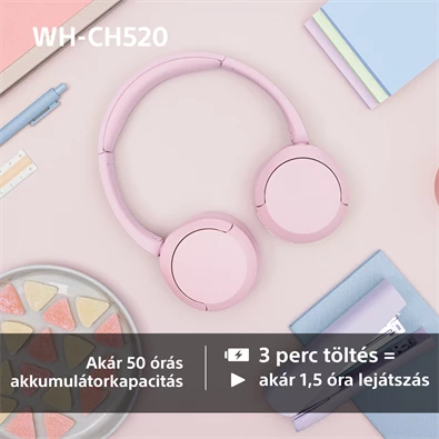 Sony WH-CH520 Bluetooth rózsaszín fejhallgató Sony WH-CH520 Bluetooth rózsaszín fejhallgató