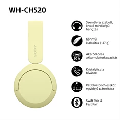Sony WH-CH520 Bluetooth sárga fejhallgató Sony WH-CH520 Bluetooth sárga fejhallgató