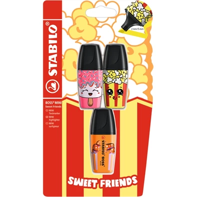 Stabilo BOSS MINI Sweet Friends 3db-os vegyes színű szövegkiemelő Stabilo BOSS MINI Sweet Friends 3db-os vegyes színű szövegkiemelő