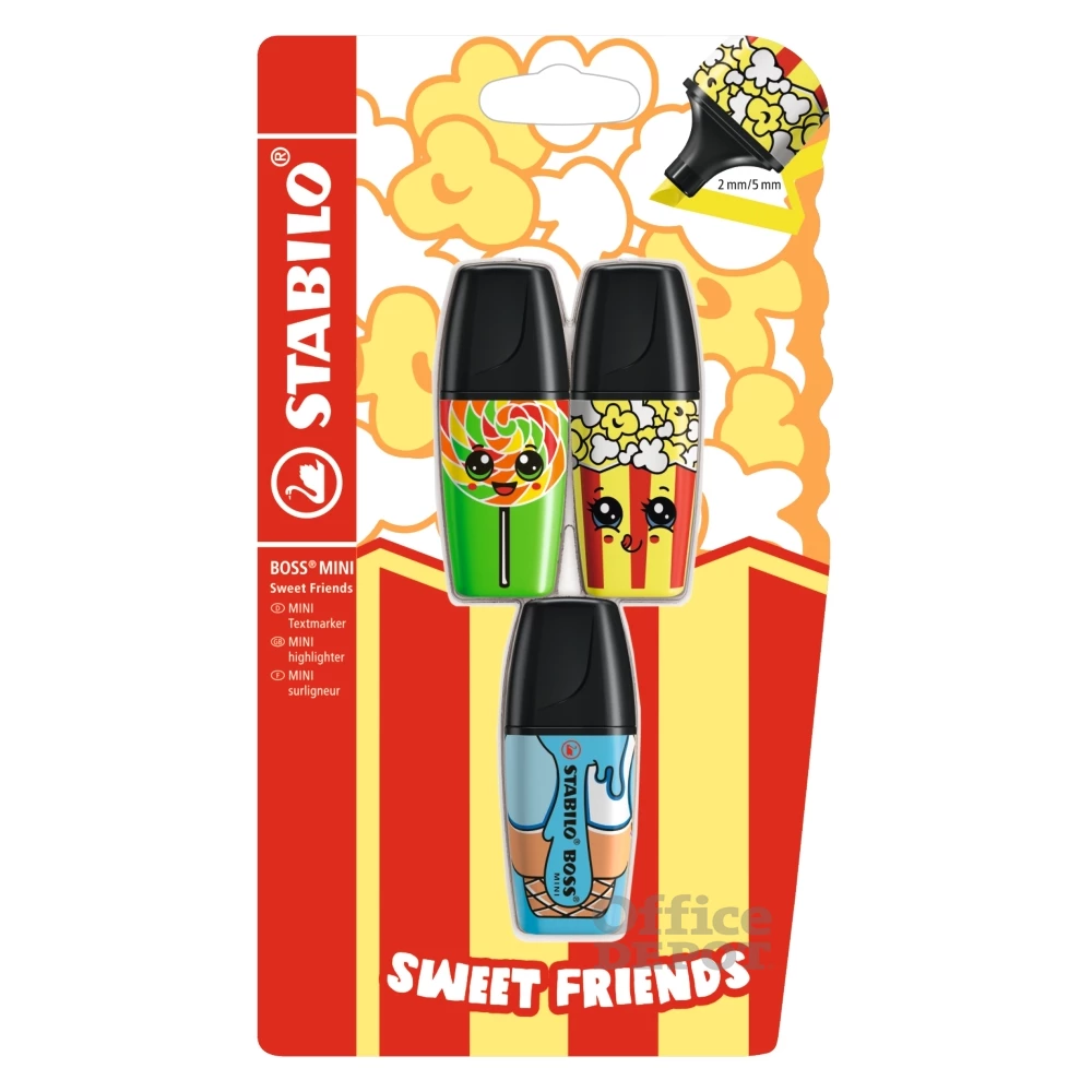 Stabilo BOSS MINI Sweet Friends 3db-os vegyes színű szövegkiemelő
