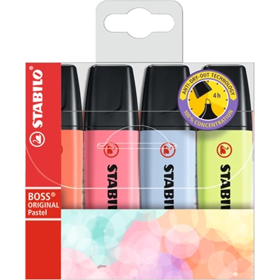 Stabilo BOSS ORIGINAL Pastel V2 4db-os vegyes színű szövegkiemelő Stabilo BOSS ORIGINAL Pastel V2 4db-os vegyes színű szövegkiemelő