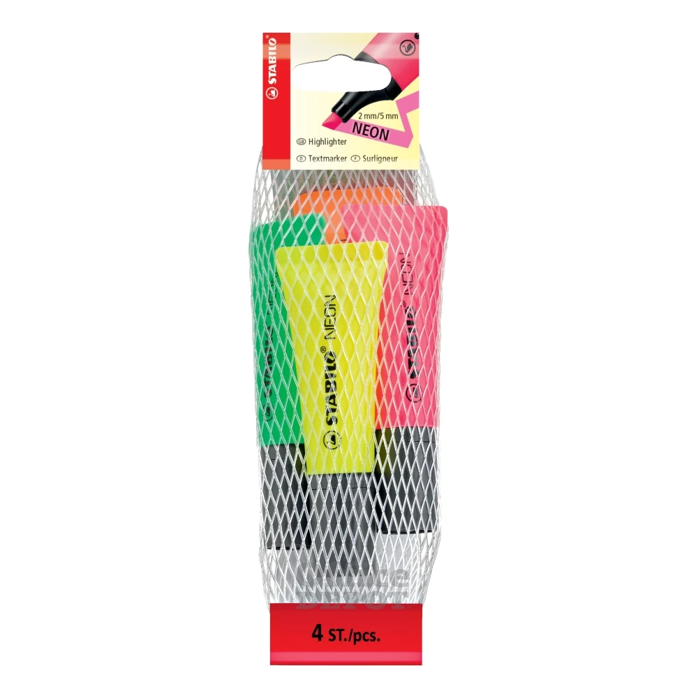 Stabilo Neon 72/4-0 4db-os vegyes színű szövegkiemelő