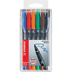 Stabilo OHPen 843 M 6db-os vegyes színű permanent marker készlet Stabilo OHPen 843 M 6db-os vegyes színű permanent marker készlet