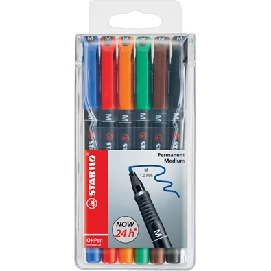 Stabilo OHPen 843 M 6db-os vegyes színű permanent marker készlet Stabilo OHPen 843 M 6db-os vegyes színű permanent marker készlet