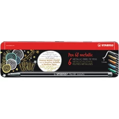 Stabilo Pen 68 metallic fémdobozos 6db-os vegyes színű filctoll készlet Stabilo Pen 68 metallic fémdobozos 6db-os vegyes színű filctoll készlet