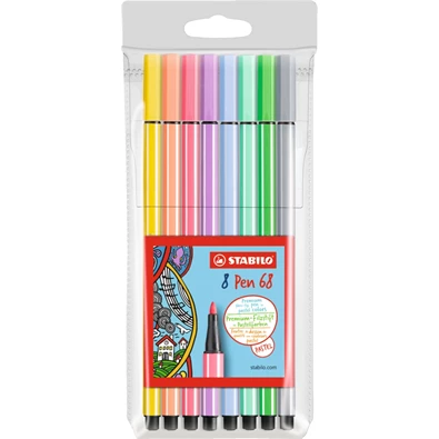 Stabilo Pen 68 pasztell 8db-os vegyes színű filctoll készlet Stabilo Pen 68 pasztell 8db-os vegyes színű filctoll készlet