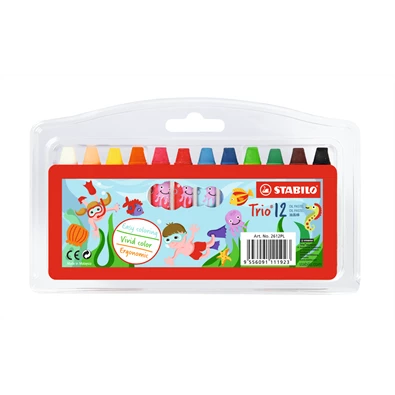 Stabilo Trio háromszög alakú 12db-os vegyes színű olajpasztell kréta készlet Stabilo Trio háromszög alakú 12db-os vegyes színű olajpasztell kréta készlet