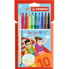 Stabilo Trio kétvégű 10db-os vegyes színű rostirón készlet Stabilo Trio kétvégű 10db-os vegyes színű rostirón készlet