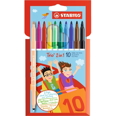 Stabilo Trio kétvégű 10db-os vegyes színű rostirón készlet Stabilo Trio kétvégű 10db-os vegyes színű rostirón készlet