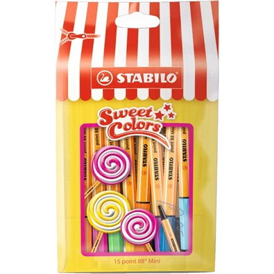 Stabilo Point 88 Mini Sweet Colors 15db-os vegyes színű tűfilc készlet Stabilo Point 88 Mini Sweet Colors 15db-os vegyes színű tűfilc készlet