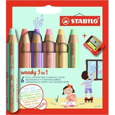 Stabilo woody 3in1 Pastel 6 db/csomag krétaceruza készlet hegyezővel Stabilo woody 3in1 Pastel 6 db/csomag krétaceruza készlet hegyezővel