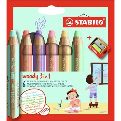 Stabilo woody 3in1 Pastel 6 db/csomag krétaceruza készlet hegyezővel Stabilo woody 3in1 Pastel 6 db/csomag krétaceruza készlet hegyezővel