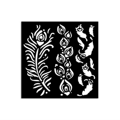 Stamperia Masquerade feathers 12X12 cm vastag stencil