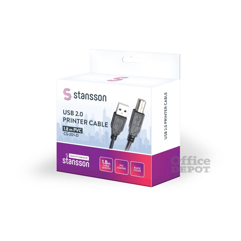 Stansson 1,8m USB 2.0 nyomtató kábel