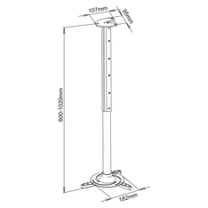 Stell SHO 1091 60-102cm, 15°, 15kg ezüst mennyezeti kihúzható projektor tartó Stell SHO 1091 60-102cm, 15°, 15kg ezüst mennyezeti kihúzható projektor tartó