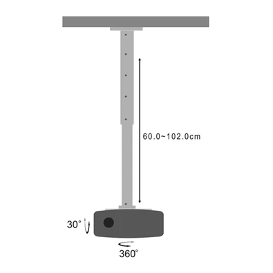 Stell SHO 1091 60-102cm, 15°, 15kg ezüst mennyezeti kihúzható projektor tartó Stell SHO 1091 60-102cm, 15°, 15kg ezüst mennyezeti kihúzható projektor tartó