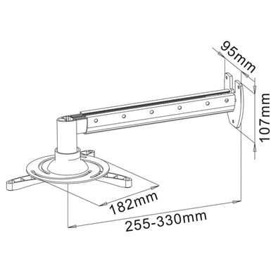 Stell SHO 1092 25 -33cm, 15°, 15kg ezüst fali kihúzható projektor tartó Stell SHO 1092 25 -33cm, 15°, 15kg ezüst fali kihúzható projektor tartó