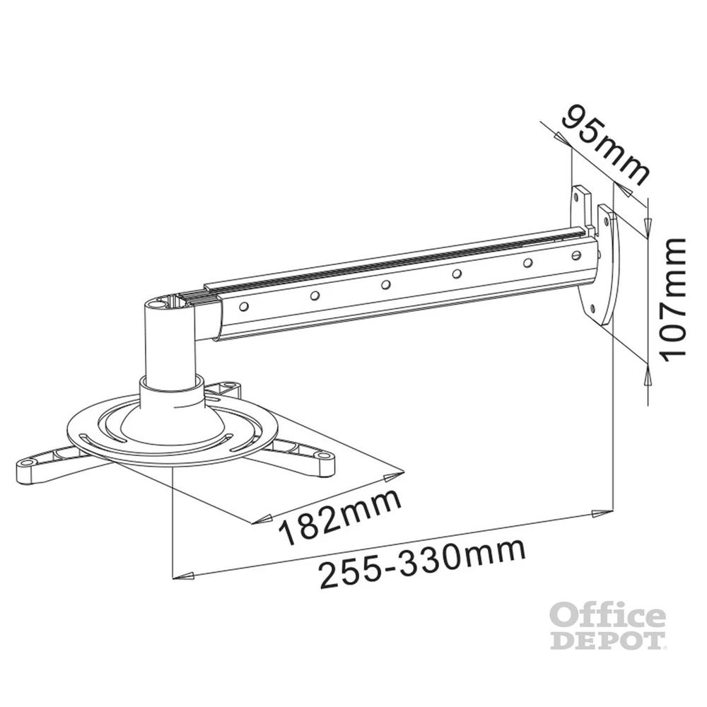 Stell SHO 1092 25 -33cm, 15°, 15kg ezüst fali kihúzható projektor tartó