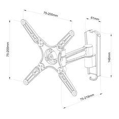Stell SHO 1161 13"-40" VESA 200x200 kihúzható, dönthető, forgatható fali konzol Stell SHO 1161 13"-40" VESA 200x200 kihúzható, dönthető, forgatható fali konzol