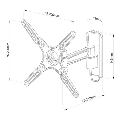 Stell SHO 1161 13"-40" VESA 200x200 kihúzható, dönthető, forgatható fali konzol Stell SHO 1161 13"-40" VESA 200x200 kihúzható, dönthető, forgatható fali konzol